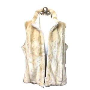 KRISTEN BLAKE Reversible Faux Fur Weatherproof Plush Winter Vest EUC